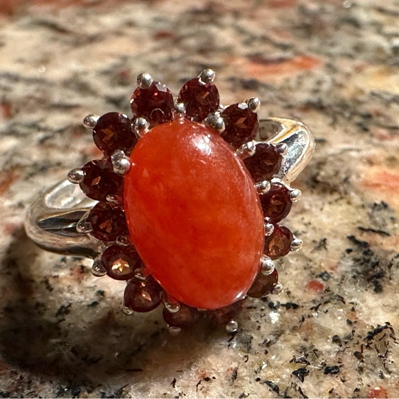 Carnelian Agate and Garnet Ring - Picture 9 of 9